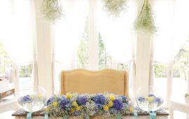 紫陽花とかすみ草のコーディネート♪